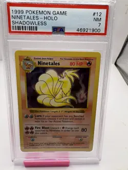 1999 POKEMON BASE SET SHADOWLESS NINETALES HOLO GRADED PSA-7 Black Flames Wow!! - Image 1