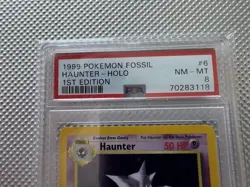 1999 Pokemon TCG Fossil Haunter Holo 1st Edition PSA 8 6/62 Card Stock - Image 5