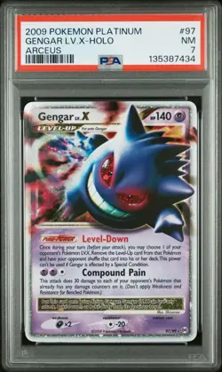 Pokemon Gengar LV.X Platinum Arceus Holo Ultra Rare Card 97/99 2009 PSA 7 - Image 2