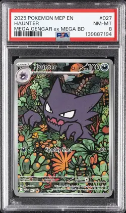 2025 POKEMON MEP EN-ME BLACK STAR PROMO #027 HAUNTER PSA 8 - Image 1