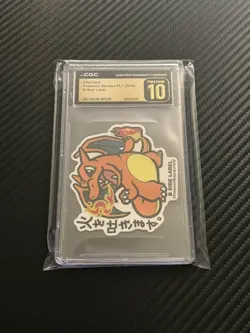 CGC 10 PRISTINE Pokemon Japanese Charizard B-SIDE Label Pt. 1 Sticker - Image 1