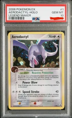 PSA 10 GEM MINT Pokemon EX Legend Maker Holo Aerodactyl #1 - SUPER LOW POP (30) - Image 1