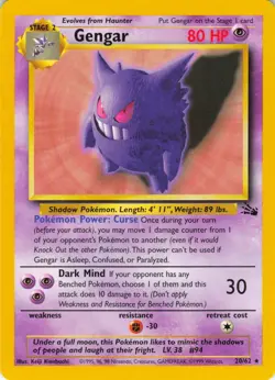Gengar - 20/62 Fossil Set - WOTC - Pokemon TCG - 1999 - Image 1
