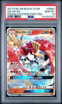 2017 POKEMON SM BLACK STAR PROMO MYSTERIOUS POWERS TINS #SM57 HO-OH GX PSA 10 - Image 1
