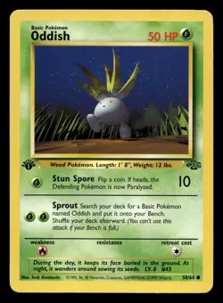 Oddish 58/64 Common Jungle 1st Edition WOTC Pokemon LP - Image 1