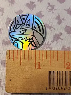 2022 Pokemon Lucario Coin Silver Mirror Holo Large 1 3/8" TCG Heavy Hitters Box - Image 2