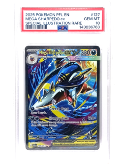 2025 Pokemon EN Mega Sharpedo ex Special Illustration Rare 127/094 PSA 10 - Image 1