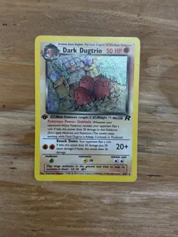 Vintage 1st Edition Team Rocket Dark Dugtrio 6/82 Holo Pokemon Card - Image 1