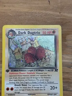 Vintage 1st Edition Team Rocket Dark Dugtrio 6/82 Holo Pokemon Card - Image 2