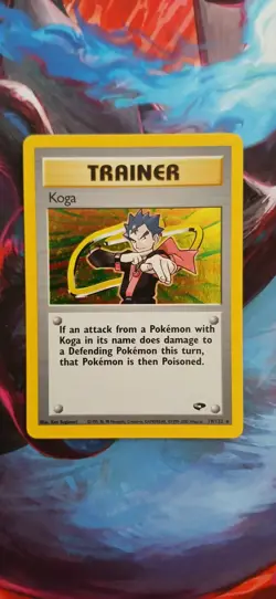 Pokemon Koga Trainer Holo Rare Card 19/132 Gym Challenge WOTC TCG Unlimited - Image 1