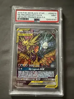 2019 Pokemon Moltres Zapdos Articuno GX SM210 Hidden Fates Promo - PSA 9 - Image 1