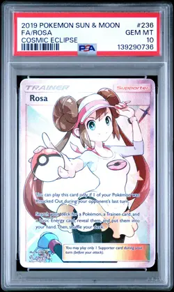 2019 POKEMON SUN & MOON COSMIC ECLIPSE #236 FULL ART/ROSA PSA 10 - Image 1