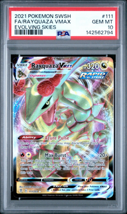2021 POKEMON SWORD & SHIELD EVOLVING SKIES #111 FULL ART/RAYQUAZA VMAX PSA 10 - Image 1