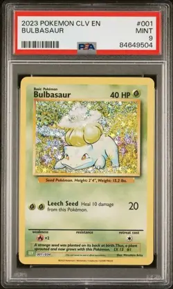 PSA 9 Mint Bulbasaur 001/034 CLV Classic Box Holo Rare Pokemon TCG 2023 - Image 1