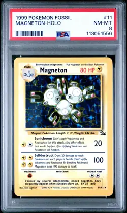 1999 POKEMON FOSSIL #11 MAGNETON-HOLO PSA 8 - Image 1