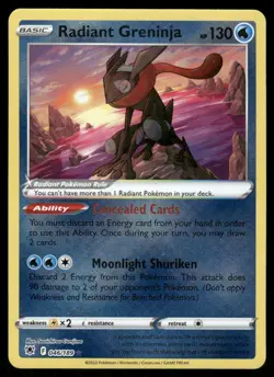 Pokemon Cards Radiant Greninja 046/189 Astral Radiance Radiant Rare NM *2 - Image 1