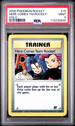 2000 POKEMON ROCKET #15 HERE COMES TM.ROCKET! PSA 9 - Image 1