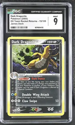 CGC 9 MINT Dark Dragonite 2005 EX Team Rocket Returns 15/109 Holo Pokemon Card - Image 1