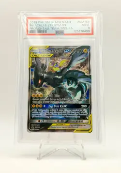 2019 POKEMON SUN & MOON TAG TEAM PROMO PIKACHU & ZEKROM GX SM168 PSA 9 - Image 1