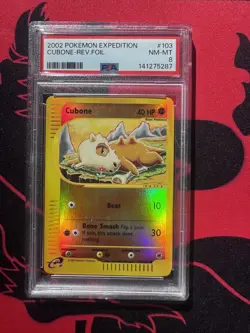 2002 POKEMON EXPEDITION #103 CUBONE-REVERSE FOIL PSA 8 #103 - Image 1