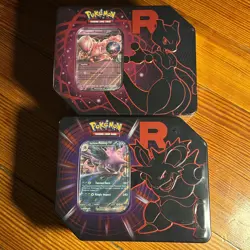 Pokemon Team Rocket -Set of 2- Tins SEALED Mewtwo & Nidoking LOT Destined Rivals - Image 1