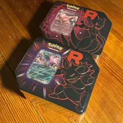 Pokemon Team Rocket -Set of 2- Tins SEALED Mewtwo & Nidoking LOT Destined Rivals - Image 2