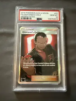 PSA 10 GEM MINT Giovanni's Exile 67/68 Hidden Fates Ultra Rare Holo Pokemon 2019 - Image 1