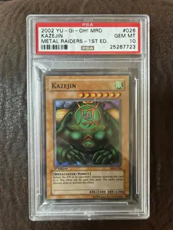 2002 Yu-Gi-Oh! Kazejin Metal Raiders MRD 1st Edition Super Rare PSA 10 - Image 1