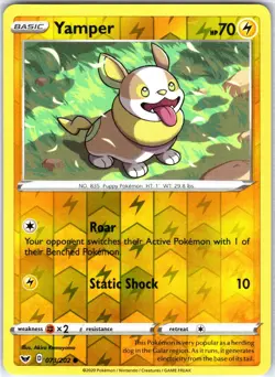 Yamper 073/202 Common Reverse Holo Card Sword & Shield Base Set Pokemon TCG NM - Image 1