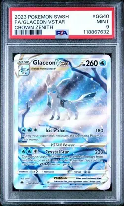 Pokemon TCG Glaceon VSTAR Full Art Crown Zenith Galarian Gallery GG40/GG70 PSA 9 - Image 1