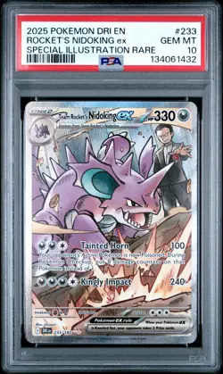 2025 POKEMON DRI EN-DESTINED RIVALS #233 ROCKET'S NIDOKING ex PSA 10 - Image 1