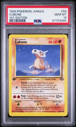 Cubone 50/64 1st Edition Jungle Pokemon PSA 10 - Image 1