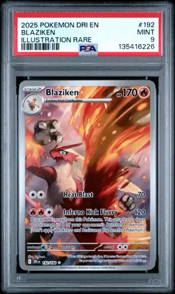 2025 POKEMON DRI EN-DESTINED RIVALS ILLUSTRATION RARE #192 BLAZIKEN PSA 9 - Image 1