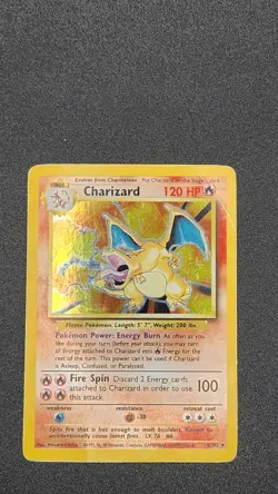 Pokemon Charizard Base Set Holo 4/102 120 HP Rare Card by Wizards English 1999 - Image 1