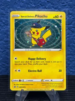 Special Delivery Pikachu SWSH074 SWSH: Sword & Shield Promo Cards Holo NM - Image 1