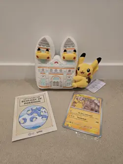 Pokemon Natural History Museum Pikachu Jumbo Card, plush And Ecology Booklet - Image 1