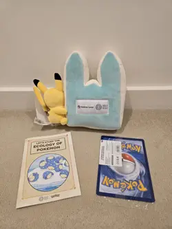 Pokemon Natural History Museum Pikachu Jumbo Card, plush And Ecology Booklet - Image 2