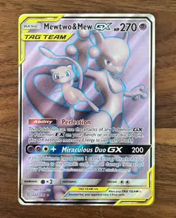 Pokemon Unified Minds Mewtwo and Mew GX (Full Art) 222/236 NM/M Tag Team TCG - Image 1