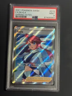 Pokemon Card PSA Mint Skyla Shining Fates Swsh 2021 Ultra Rare 072/072 - Image 1