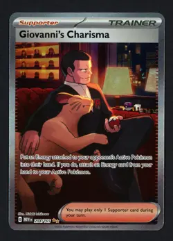 Giovanni's Charisma 204/165 Pokemon Card 151 Special Illustration Rare Pokemon - Image 1