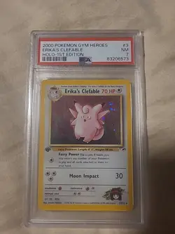 PSA 7 NM Pokemon Erika's Clefable Gym Heroes Holo 1st Edition 3/132 - Image 1