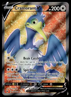Pokemon TCG SWSH01: Sword & Shield Base Set #198/202 Cramorant V (Full Art) NM - Image 1