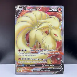 Pokemon TCG Ninetales V (Full Art) 177/192 Swsh02: Rebel Clash Holo NM - Image 1