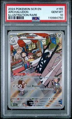 2024 Pokemon Stellar Crown ARCHALUDON 155/142 IR TCG HOLO GRADED PSA 10 - Image 1