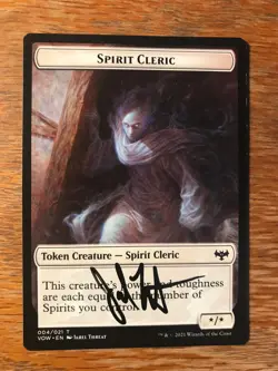 Magic the Gathering MTG Spirit Cleric Token Innistrad signed NM - Image 2