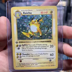 1999 Pokemon 1st Edition Raichu 014/102 Base Set (Shadowless) Holo - Image 1