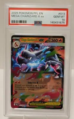 PSA 10 - 2025 POKEMON PFL EN #013/094 MEGA CHARIZARD X ex - Gem Mint - Image 1