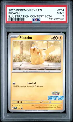 2025 POKEMON SVP EN-SV BLACK STAR PROMO ILLUSTRATION CONTEST 2024 PIKACHU PSA 9 - Image 1