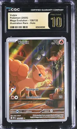 CGC Pristine 10 Vulpix 138/132 Illustration Rare Holo - Pokemon Mega Evolution - Image 1