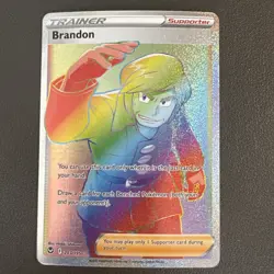 Pokemon TCG Brandon Silver Tempest Rainbow Full Art 203/195 NM - Image 1
